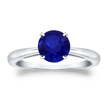 Lab Grown Gemstone Blue Sapphire Ring Round 0.25 ct. tw. 14k White Gold 4-Prong