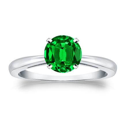 Lab Grown Gemstone Green Emerald Ring Round 2.00 ct. tw. Platinum 4-Prong