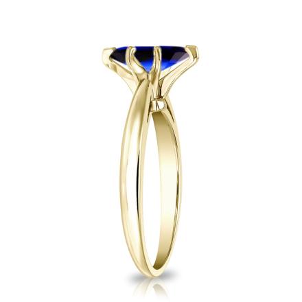 Lab Grown Gemstone Blue Sapphire Ring Marquise 3.00 ct. tw. 18k Yellow Gold V-End Prong