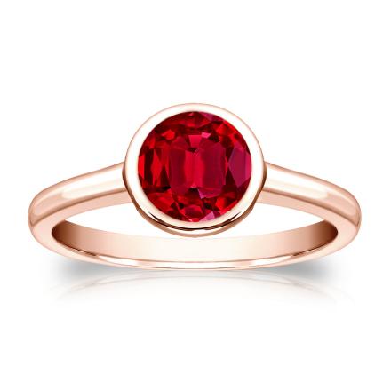 Lab Grown Gemstone Ruby Ring Round 1.50 ct. tw. 14k Rose Gold Bezel