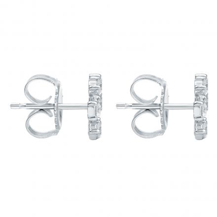 10k White Gold Snow Flake Round Diamond Earrings (1/3 cttw)