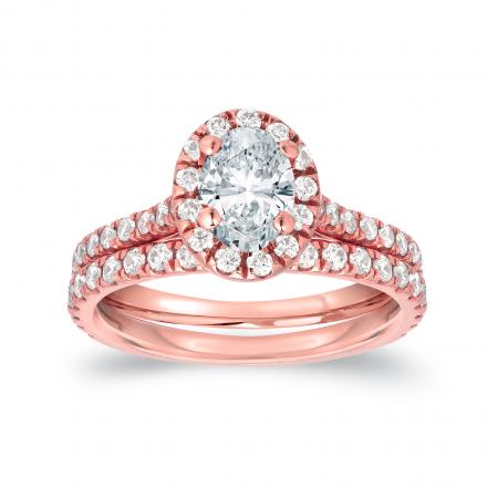 Oval-Cut Diamond Wedding Ring Set in 14k Rose Gold 1.00 ct. tw. (G-H, SI1-SI2)