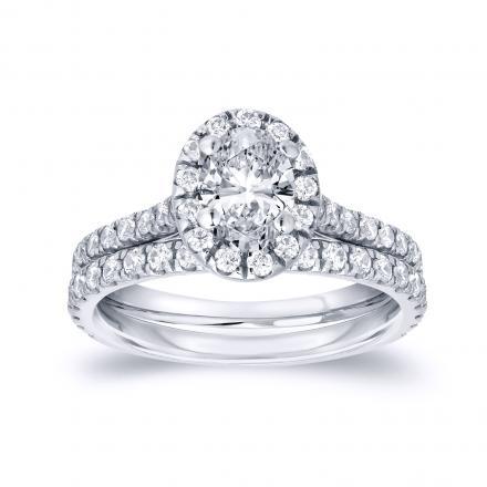 Oval-Cut Diamond Wedding Ring Set in 14k White Gold 1.00 ct. tw. (G-H, SI1-SI2)