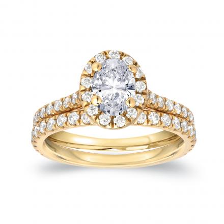 Oval-Cut Diamond Wedding Ring Set in 14k Yellow Gold 1.00 ct. tw. (G-H, SI1-SI2)