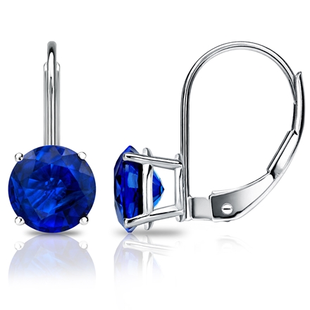 Details about  / 4Ct Round Blue Sapphire Push Back Solitaire Stud Earrings 18K White Gold Finish