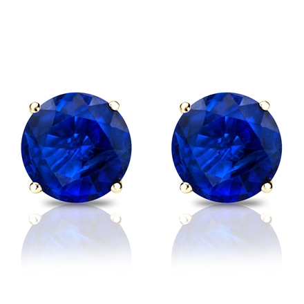 14K Solid Yellow/White deals Gold Created Blue Sapphire Push Back Stud Earrings 2Ct-8Ct