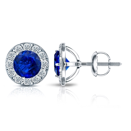 Solid 14k White Gold Sapphire Blue September Gemstone Diamond