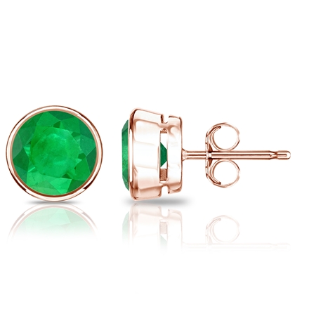 Details about   E072 GENUINE 9ct Solid Yellow Gold NATURAL Emerald Round Bezel Stud Earrings
