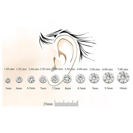 Moissanite Stud Earrings Round 2.00 ct TGW, 6.5mm (G-H, VS1-VS2) 4-Prong Basket 14k White Gold
