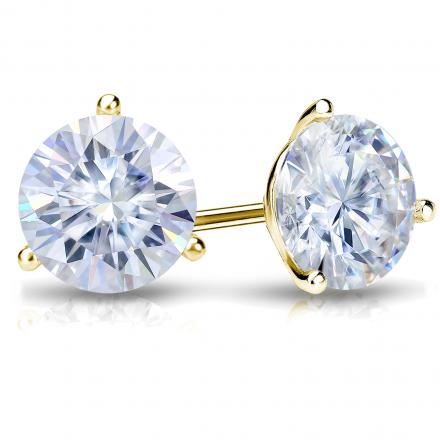 thumbnail interactive-video image 1 of CDC 14K Gold Post & Sterling Silver CZ Stud Earrings – Martini 3-Prong, Round 1 of 3