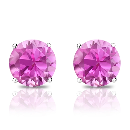 Details about   4.00 Ct Solitaire Pink Sapphire Earring Round 14K Yellow Gold Stud Earring A5 