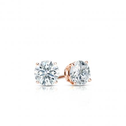 Natural Diamond Stud Earrings Hearts & Arrows 0.25 ct. tw. (F-G, VS2, Ideal) 14k Rose Gold 4-Prong Basket
