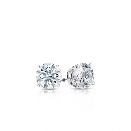 Natural Diamond Stud Earrings Hearts & Arrows 0.25 ct. tw. (F-G, SI1, Ideal) Platinum 4-Prong Basket