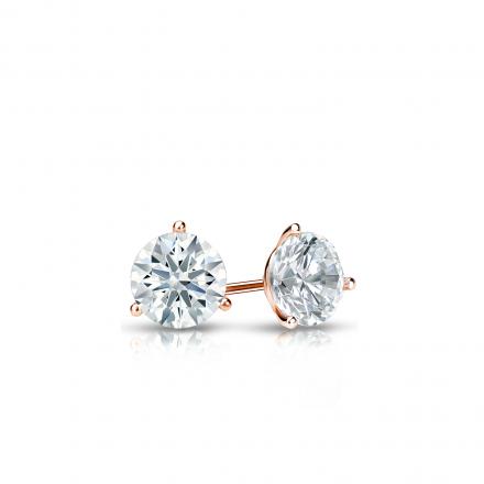 Natural Diamond Stud Earrings Hearts & Arrows 0.25 ct. tw. (F-G, VS1-VS2) 14k Rose Gold 3-Prong Martini