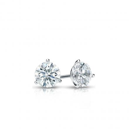 Natural Diamond Stud Earrings Hearts & Arrows 0.25 ct. tw. (H-I, I1-I2) 18k White Gold 3-Prong Martini