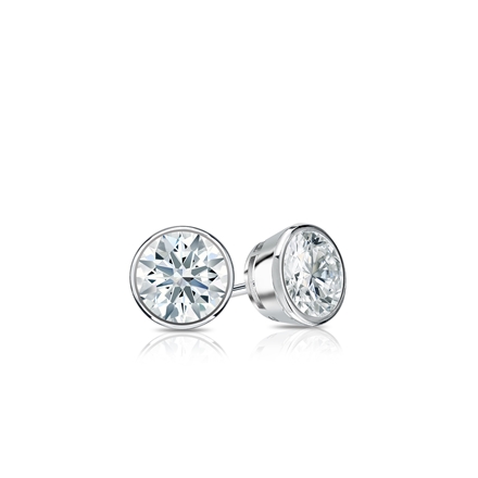 Certified 14k White Gold Bezel Hearts & Arrows Diamond Stud Earrings 0.25 ct. tw. (H-I, I1-I2)