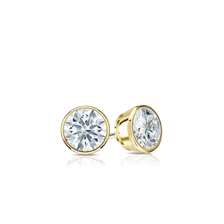 Natural Diamond Stud Earrings Hearts & Arrows 0.25 ct. tw. (F-G, SI1, Ideal) 18k Yellow Gold Bezel