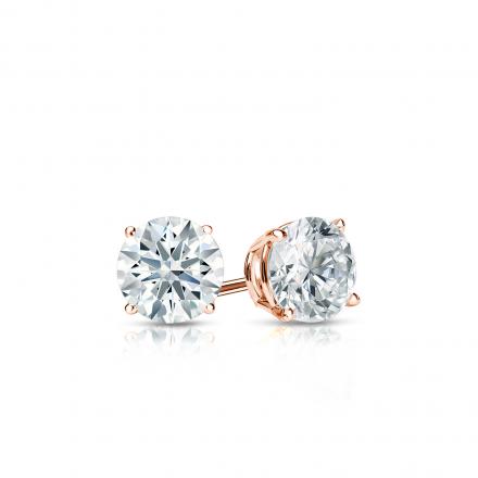 Natural Diamond Stud Earrings Hearts & Arrows 0.33 ct. tw. (H-I, I1-I2) 14k Rose Gold 4-Prong Basket
