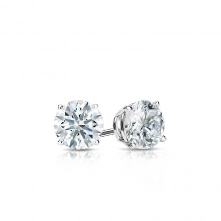 Natural Diamond Stud Earrings Hearts & Arrows 0.33 ct. tw. (H-I, I1-I2) 18k White Gold 4-Prong Basket