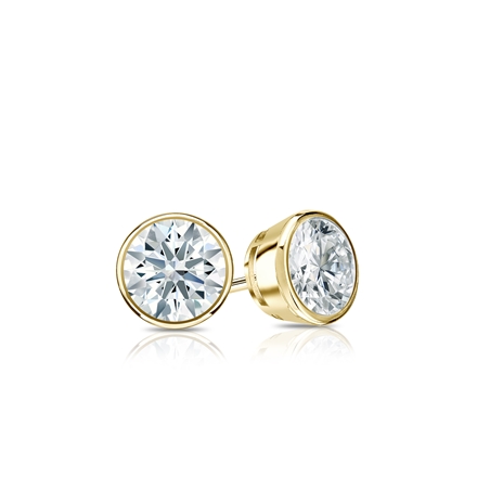 Natural Diamond Stud Earrings Hearts & Arrows 0.33 ct. tw. (H-I, I1-I2) 14k Yellow Gold Bezel