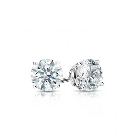 Natural Diamond Stud Earrings Hearts & Arrows 0.40 ct. tw. (F-G, I1-I2, Ideal) Platinum 4-Prong Basket