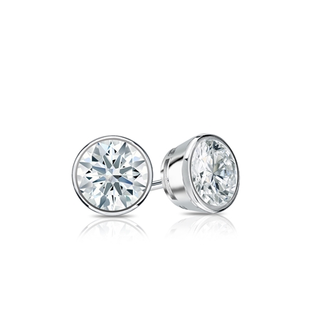 Natural Diamond Stud Earrings Hearts & Arrows 0.40 ct. tw. (F-G, I1-I2, Ideal) Platinum Bezel