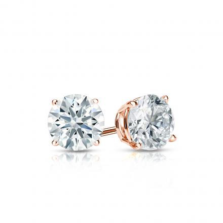 Natural Diamond Stud Earrings Hearts & Arrows 0.50 ct. tw. (F-G, I1-I2, Ideal) 14k Rose Gold 4-Prong Basket