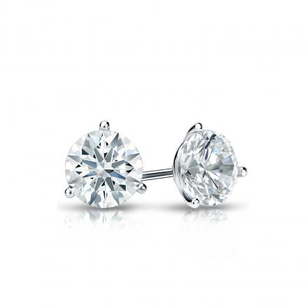 Natural Diamond Stud Earrings Hearts & Arrows 0.50 ct. tw. (F-G, VS1-VS2) 14k White Gold 3-Prong Martini