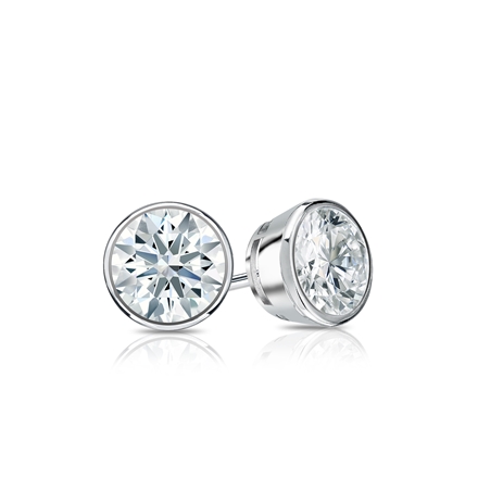Certified 18k White Gold Bezel Hearts & Arrows Diamond Stud Earrings 0.50 ct. tw. (H-I, I1-I2)