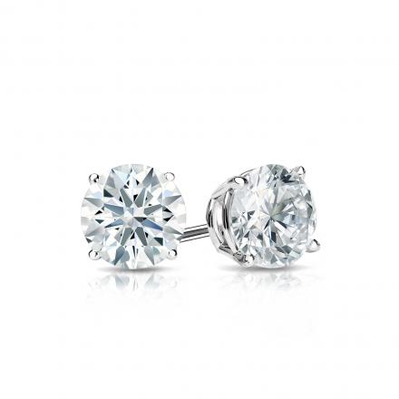 Natural Diamond Stud Earrings Hearts & Arrows 0.62 ct. tw. (H-I, I1-I2) 14k White Gold 4-Prong Basket