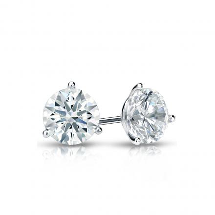 Certified 18k White Gold 3-Prong Martini Hearts & Arrows Diamond Stud Earrings 0.62 ct. tw. (F-G, VS1-VS2)