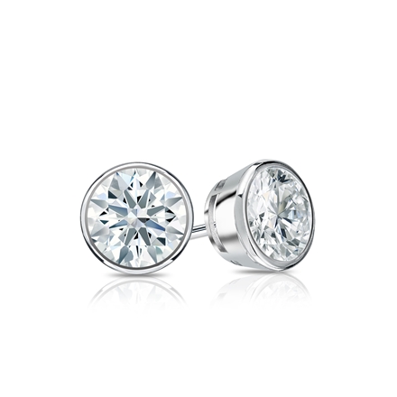 Natural Diamond Stud Earrings Hearts & Arrows 0.62 ct. tw. (F-G, I1-I2, Ideal) 14k White Gold Bezel