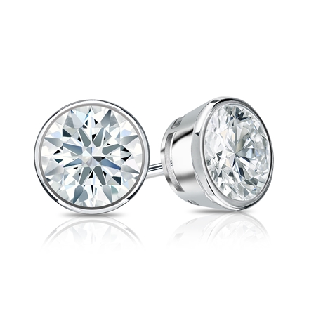 Natural Diamond Stud Earrings Hearts & Arrows 1.25 ct. tw. (H-I, I1-I2) 14k White Gold Bezel