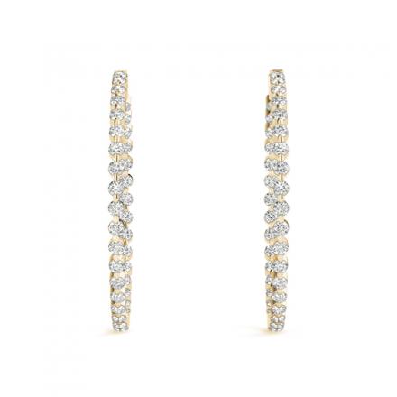 Lab Grown Medium Round Diamond Hoop Earrings in 14k Yellow Gold 6.00 ct. tw. (F-G, VS), 1.5 inch