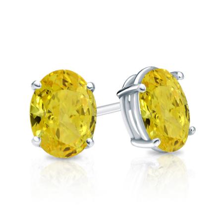 Lab Grown Diamond Stud Earrings Oval 0.75 ct. tw. (Yellow) in 14k White Gold 4-Prong Basket