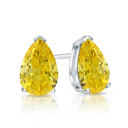 Lab Grown Diamond Stud Earrings Pear 1.25 ct. tw. (Yellow) in 14k White Gold 4-Prong Basket