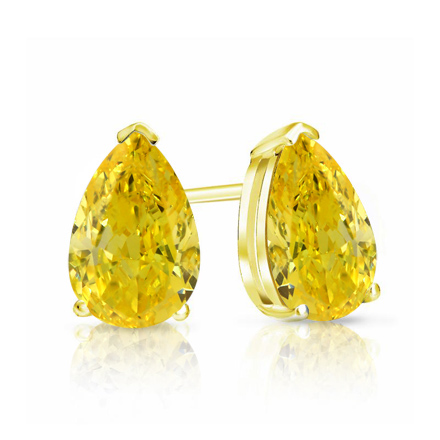 Lab Grown Diamond Stud Earrings Pear 0.75 ct. tw. (Yellow) in 14k Yellow Gold 4-Prong Basket, Available Variations 0.50 ctw to 1.50 ctw