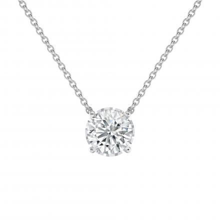 Lab Grown Diamond Solitaire Floating Pendant Round 1/10 ct. tw. (G-H, VS-SI) Sterling Silver 4-Prong