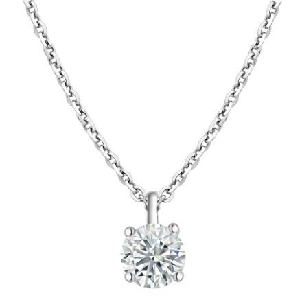 Lab Grown Diamond Single Bale Pendant Round 0.50 ct. tw. (G-H,VS) Sterling Silver 4 Prong Basket