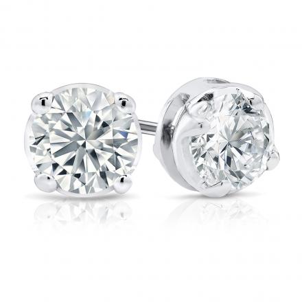 Lab Grown Diamond Studs Earrings Round 0.90 ct. tw. (E-F, SI1-SI2) in 14k White Gold 4-Prong