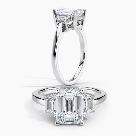 Three Stone Lab Grown Diamond Hidden Halo Engagement Ring Round IGI Certified 2.00 ct. (F-G, VS1-VS2) in 14k White Gold