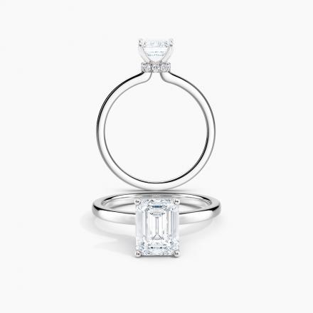 Lab Grown Diamond Ribbon Halo Engagement Ring Emerald 2.00 ct. (I-J, VS1-VS2) in 14k White Gold