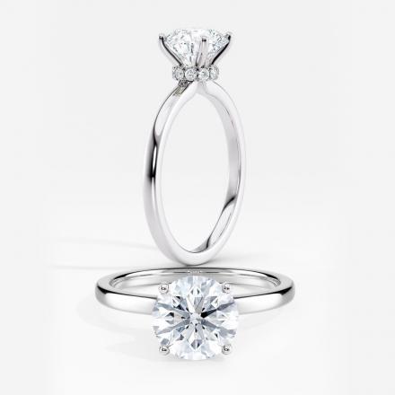 Certified Lab Grown Diamond Ribbon Halo Engagement Ring Round 1.00 ct. (I-J, VS1-VS2) in 14k White Gold