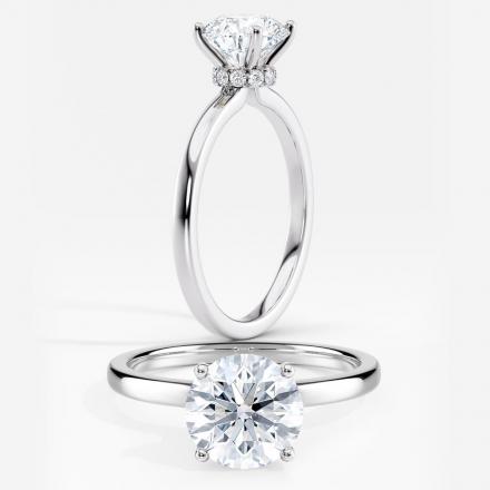 Lab Grown Diamond Ribbon Halo Engagement Ring Round IGI Certified 2.00 ct. (I, VVS1-VVS2) IGI Certified in 14k White Gold
