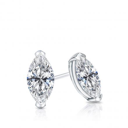 Lab Grown Diamond Stud Earrings Marquise 0.25 ct. tw. (H-I, VS) 18k White Gold V-End Prong