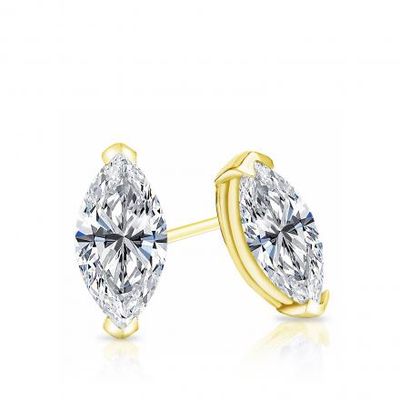 Natural Diamond Stud Earrings Marquise 0.62 ct. tw. (H-I, SI1-SI2) 18k Yellow Gold V-End Prong