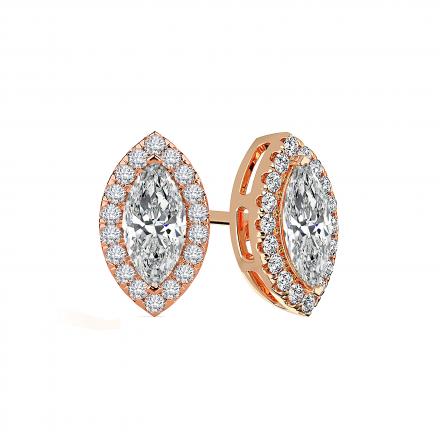 Natural Diamond Stud Earrings Marquise 3.00 ct. tw. (I-J, I1-I2) 18k Yellow Gold Halo