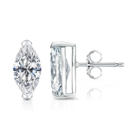 Certified Lab Grown Diamond Studs Earrings Marquise 4.25 ct. tw. (H-I, VS) in 14k White Gold 4-Prong Basket