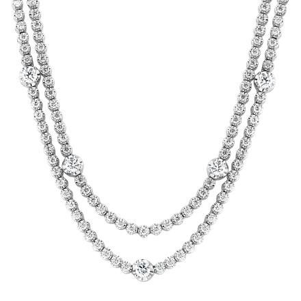 Lab Grown Diamond Double Row Neckalce Round 7.50 ct. tw. 14k White Gold (E-F, VS) 18 Inch