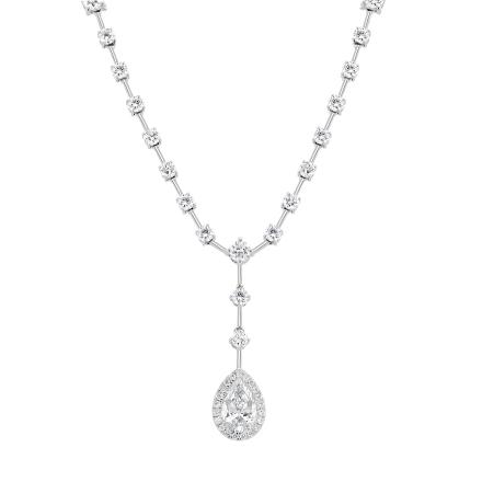 Round and Pear Lab Grown Diamond Modern Neckalce 4.15 ct. tw. 14k White Gold (E-F, VS)